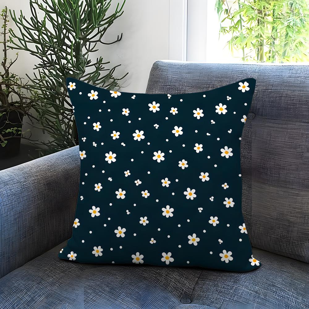Daisy Pattern Cushion Cover Comfortable Reversible Pillow Cover Ideal for Car Sofa Bedroom  Beyond