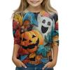 Print Tops For Youth Girls 5-16 Years Round Neck 3/4 Sleeves T-Shirts Trendy Tops Outfit Tees