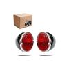 APSMOTIV 2X Vintage Duolamp Tail Light 12V Rear Stop License Lights Model A Car | Massey Ferguson Tractor DODGE Trucks (Chrome Ring | Red/Lens