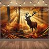 2D Plane 1 Piece of Beautiful Autumn Forest Background Fabric Featuring Majestic Deer Suitable for Living Room or Office