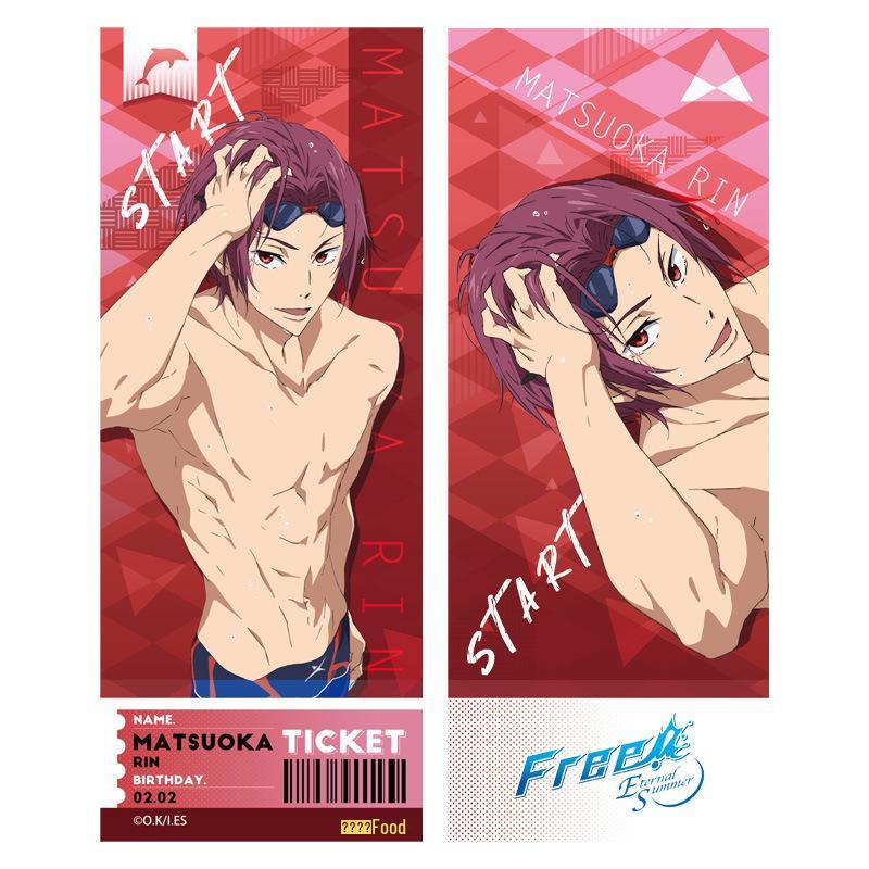 

Chao Keyou Boys Swimming Club Anime Merchandise: Nanase Haruka & Matsuoka Rin Character Laser Ticket 8*21 CM