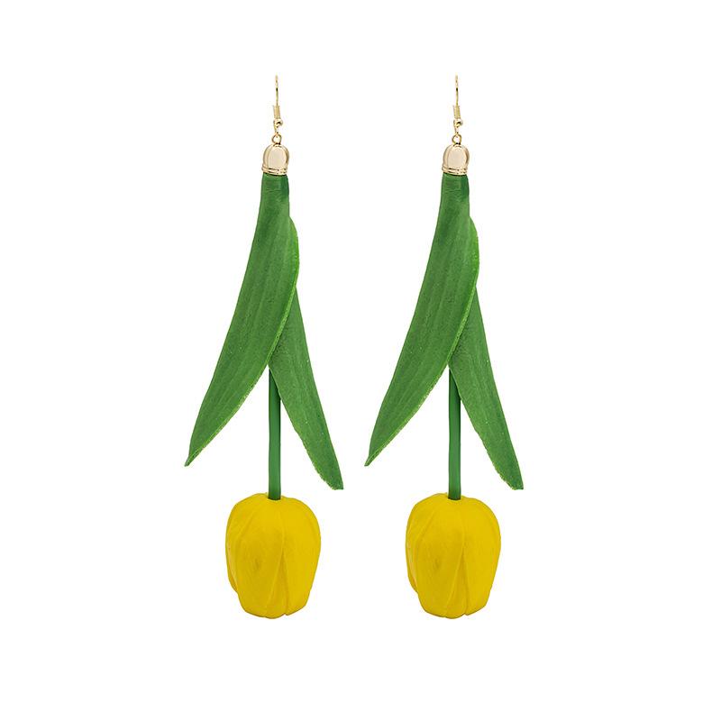 Simulation Long Tulip Exaggerated Design Flower Earrings, Creative Fashion Personality Trend Earrings