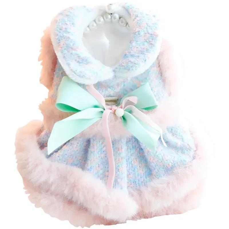 Luxury Dog Clothes Warm Princess Pet Dress Coat Symphony Fragrance Traction Dog Clothes for Small Dogs