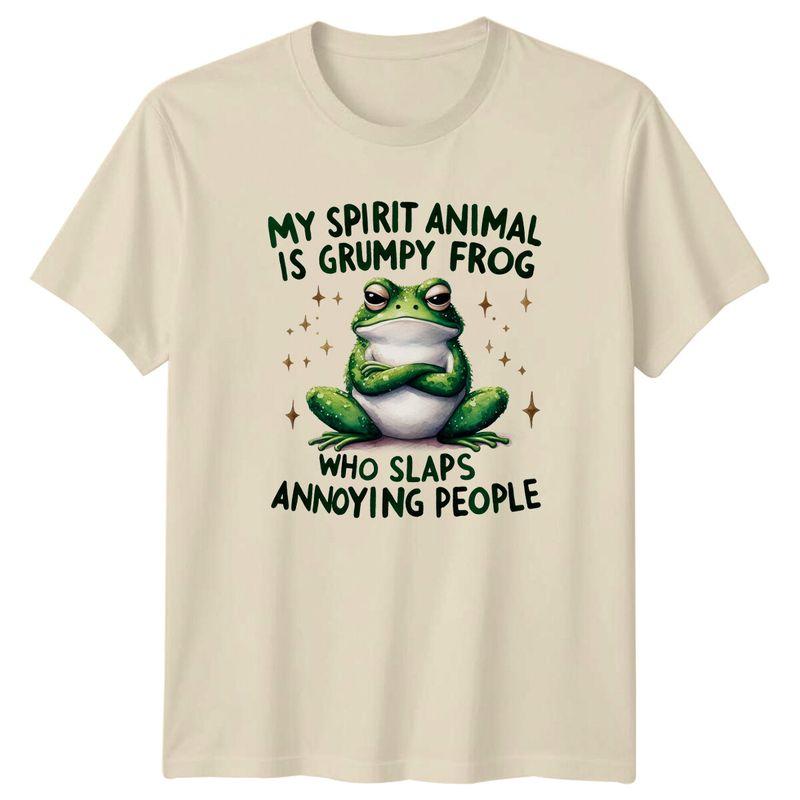 Grumpy Frog Slaps Annoying People TShirt Unisexs Unisexs Tees Top Spirit Animal Funny 2XL