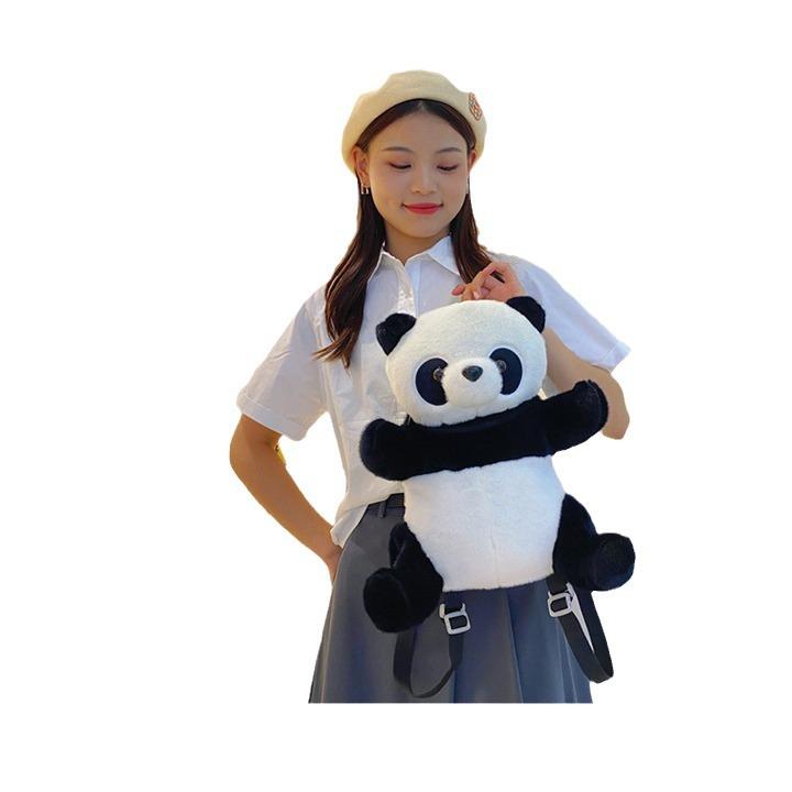 New Cute Smulated Panda Three-Dimensional Plush Backpack Casual Backpack Personalized Cute Cartoon Versatile Fashion Backpack