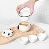 1 Set Cute Ceramics Panda Tea Set One Pot Portable Kung Fu Tea Teacup Durable with Three Cups Teapot Set Gifts