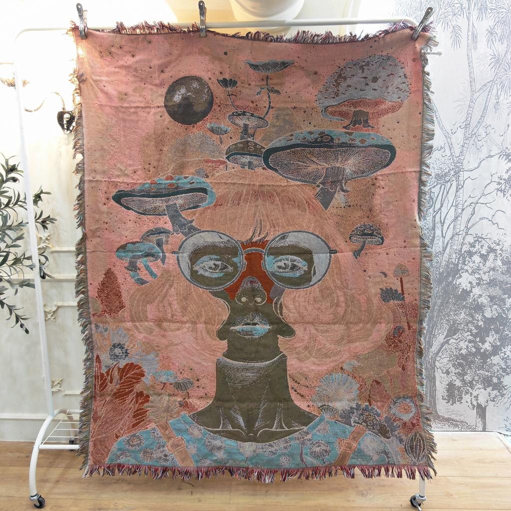 Psychedelic Boho Sofa Blanket Home Decor Bed End Cover Outdoor Camping Blanket Abstract Aesthetic Wall Hanging For Bedroom