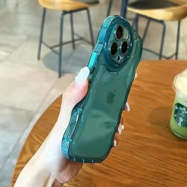 

Неровный волнистый край прозрачный однотонный чехол для iPhone противоударный мягкий силиконовый чехол для iPhone14 13 12 11 Pro Max Xr Xs iPhone 12 Pro Max зелёный