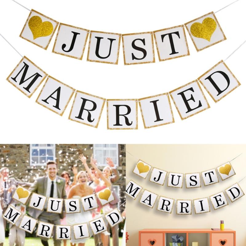 Multi Design Wedding Bunting Banners Bridal Shower Decorations With Glitter Accents For Photo Booth Or Party Backdrop