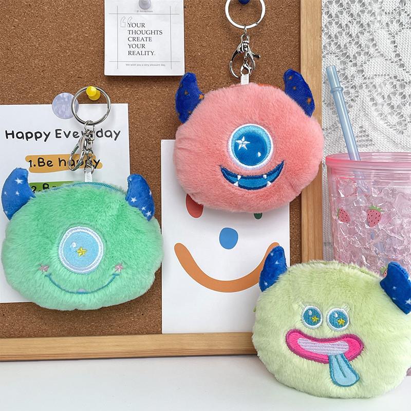 Adorable Furry Monster Coin Purse Plush Wallet Cute Cartoon Girl Heart Pouch
