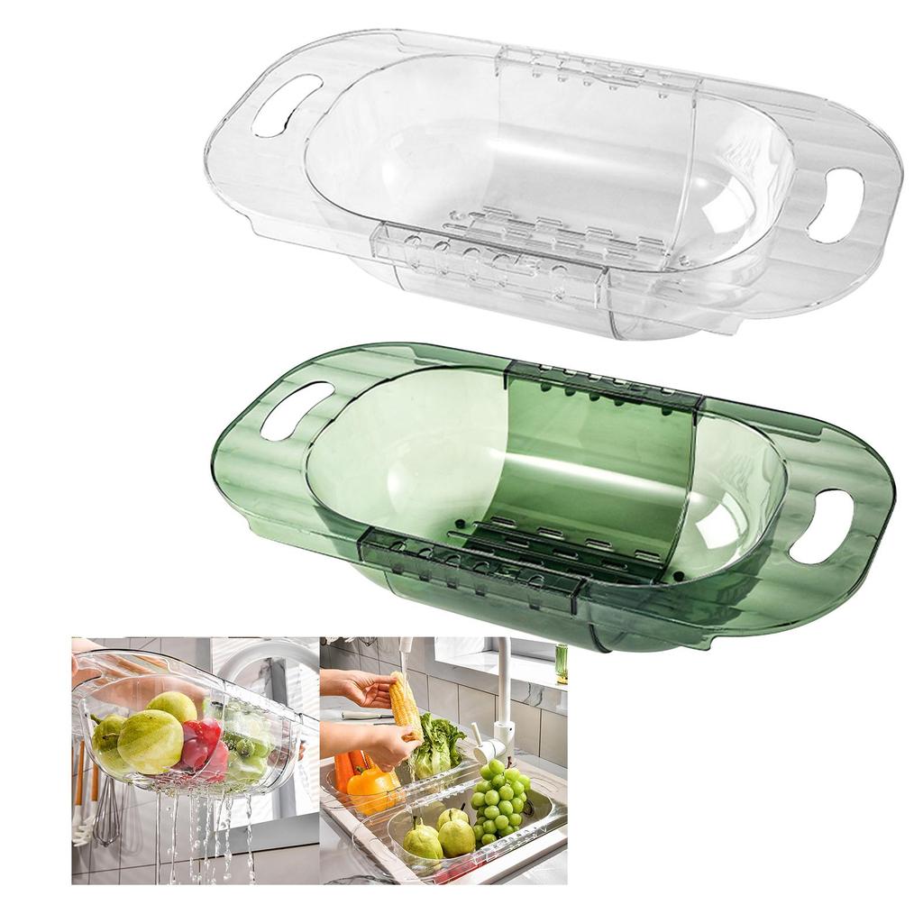 Extendable Strainer Basket Household for Dishes Pasta Drain Vegetables Clear