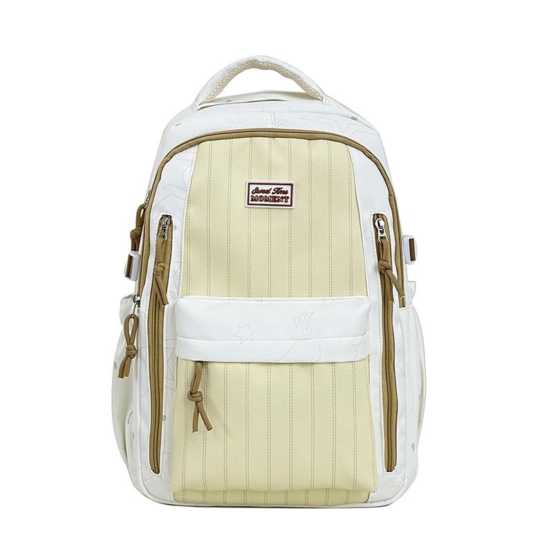 Color Block Student Schoolbag Large Capacity Campus Backpack