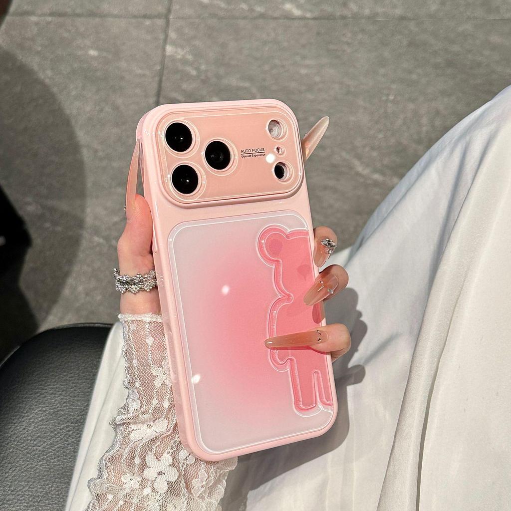 Gradient Bear 3D Cartoon Case for iPhone 17 Pro Max - Trendy Protective Cover