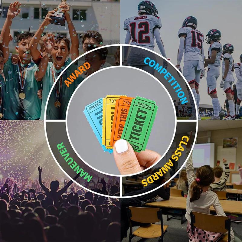 500 szt. Kolorowe odrywane losy loteryjne Żółty Zielony Etykieta z literami Kupon nagrody za wstęp na karnawał