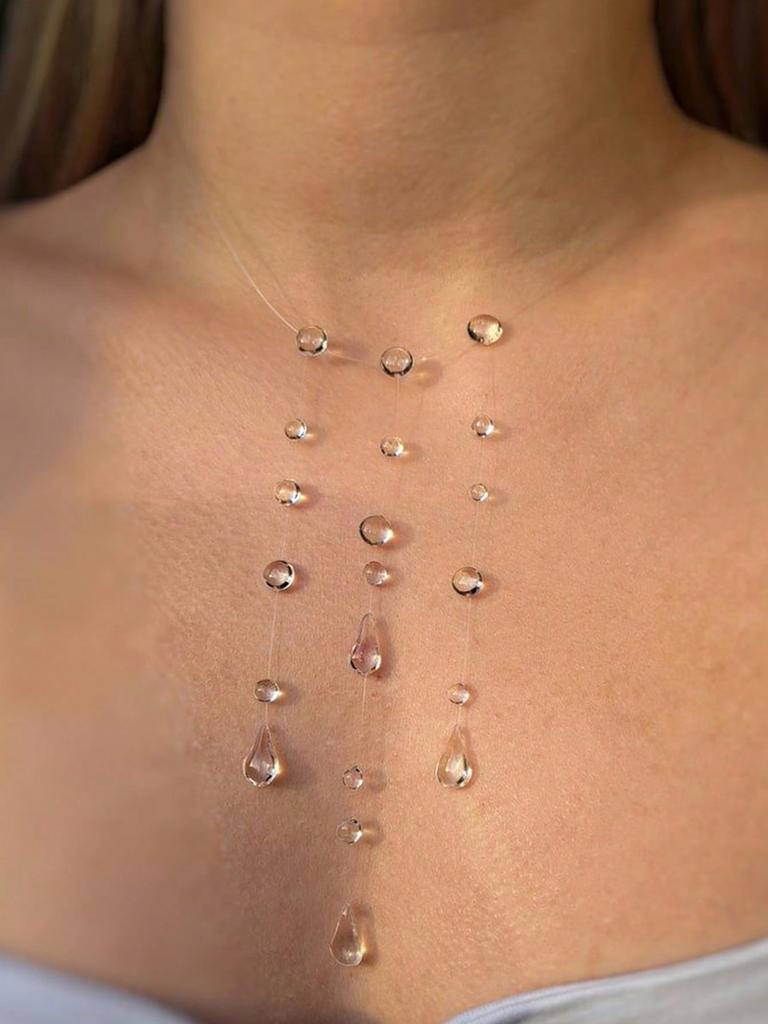 Ins Simulation Water Drop Clear Dewdrop Series Necklace Handmade Glue Dripped Fashion Jewelry Women Niche Gifts Friends