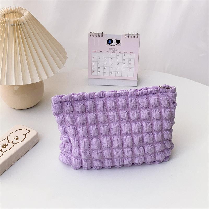 Cute Solid Color Bubble Cloud Makeup Bag Women's Cosmetic Bag Skincare Organizer Large Capacity Travel Toiletry Bag Pouch