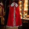 Christmas Masquerade Dress Up King Robe Costume for Kids Adults, Velvet Queen Royal Cosplay Cape, Medieval Soft Drape Cape Viking Prince Accessory