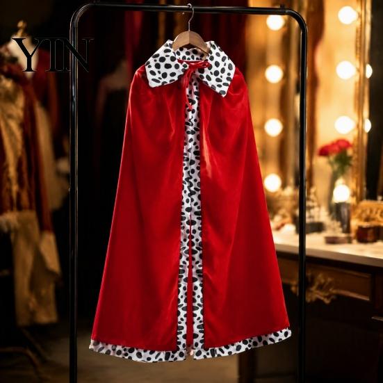 Christmas Masquerade Dress Up King Robe Costume for Kids Adults, Velvet Queen Royal Cosplay Cape, Medieval Soft Drape Cape Viking Prince Accessory