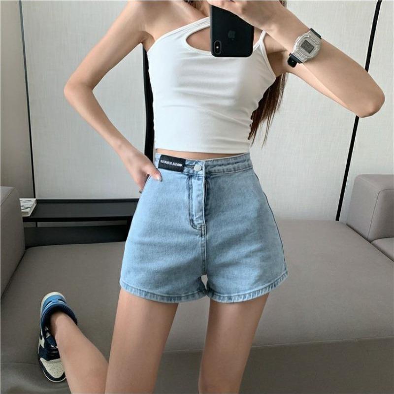 High Waist Denim Shorts Women's Summer Tide Versatile New Wide Leg Hot Pants Thin Slim Marble Tide