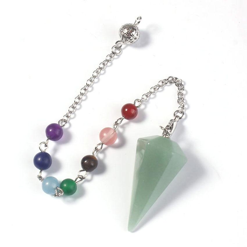 Natural Crystal Stone Bullet Pendulum Healing Crystal Stone Pendant Hang Decorations with Natural Stone 7 Chakra Crystal Beads