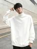 Men's Autumn/Winter Heavyweight Velvet Hoodie with Half-High Collar, Solid Color, American Style, Versatile and Casual.