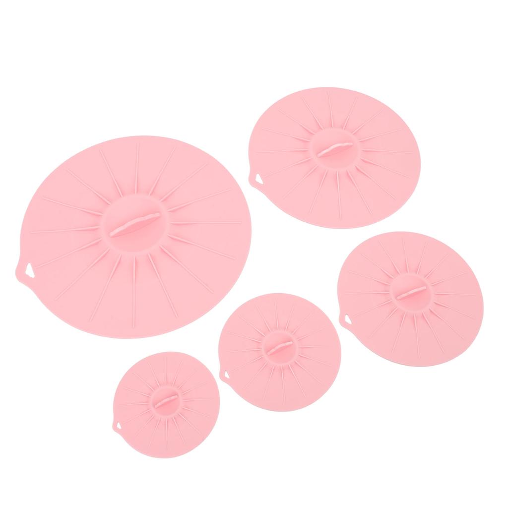 Silicone Lid Set Heat Resistant Reusable Microwave Splatter Cover Food Suction Lid for Bowls Pots Pans 5pcs