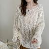 Dimanaf 2025 Sweaters Cardigan Autumn Wear Out Pullover Women Print O-Neck Sweaters Knitting Loose Pink Sweater