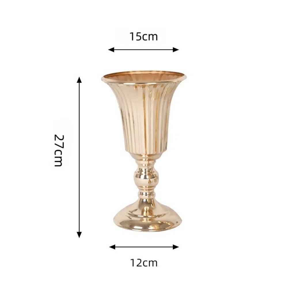 Golden Candle Holder Metal Art Flowers Vase Creative Flower Stand Wedding Party Props