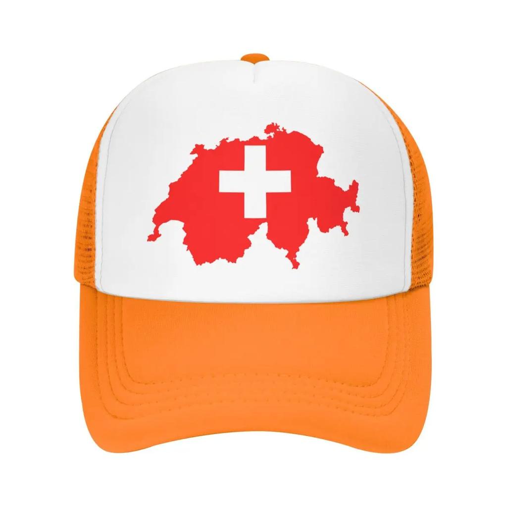 Mode Schweizkarta Schweiz Flagga Truckerhatt Unisex Kvinnor Personlig Justerbar Unisex Keps Sommarhattar