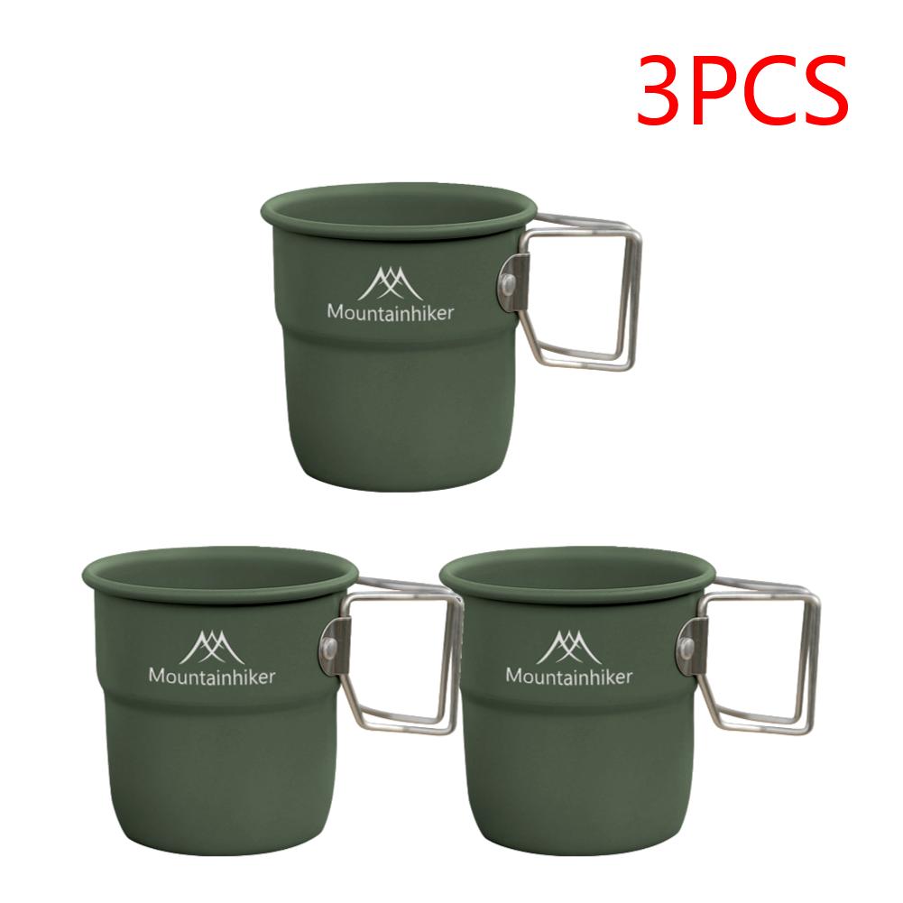 1-5PCS 300ml Camping Water Cup with Foldable Handle Picnic Water Mug Aluminum Alloy Lightweight Camping Cup for Outdoor