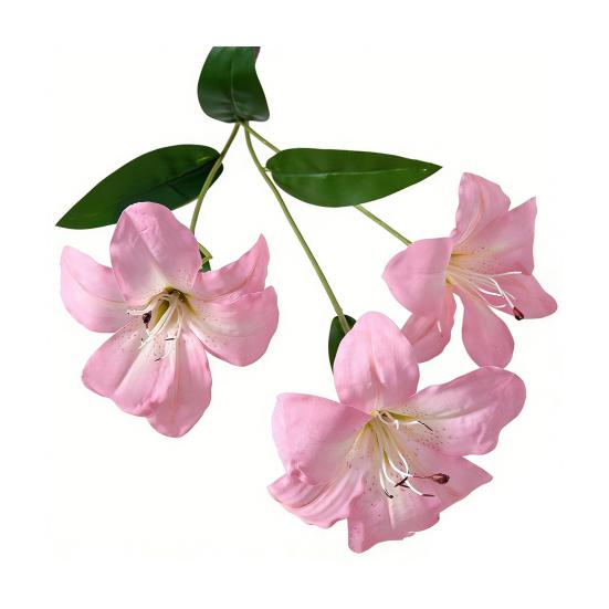 Artificial Lily Flower with 3 Heads Full Blooms Real Touch Fake Lily Flower