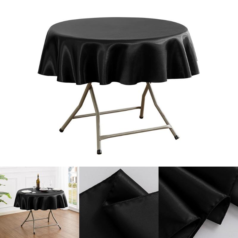 150/180/200cm Round Satin Tablecloth Bright Silk Tablecloth For Baby Shower Wedding Birthday Party Banquet Christmas Table Decor