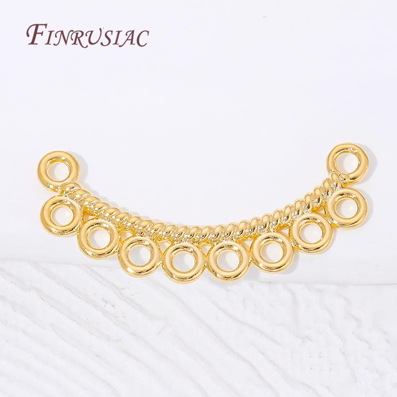 18K Gold Plated Twisted Curved Multi Hole Circle Connector,DIY Jewelry Findings Link Bar Accessories For Ear Craft