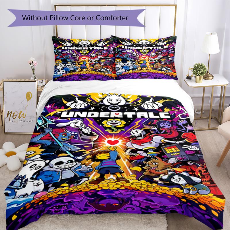 3Pcs Undertale Soul Determination Art Bedding Quilt Set Quilt Cover Gift For Fans 1 Duvet Cover 2 Pillowcase Game956