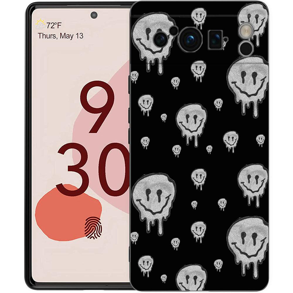 Mode Einfaches Lächeln Gesicht Paar Handyhülle Cover für Google Pixel 8 7 6 7A 6A Pro 5G Stoßfest Silikon 9 Pro XL 8 Pro 5G Hülle