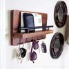Wooden Wall Key Holder, Decorative Key and Mail Holder with Shelf Has Large Key Hooks for Bags, Coats, Umbrella