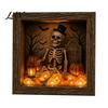 Small Halloween Figures Lighted Frame Ornaments, Light Up Shadow Box, Warm Festive Party Supplies Atmosphere LED Lights for Home Living Room