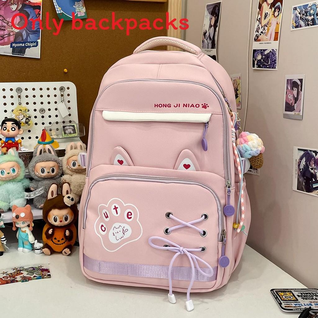 

Простой вместительный рюкзак с принтом букв и дизайном кошачьих ушек на каждый день розовый