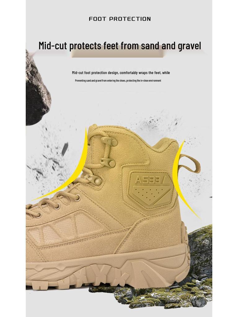 Men's Wear-Resistant Tactical Hiking Boots - Lace-Up, Outdoor Casual, Large Sizes Available