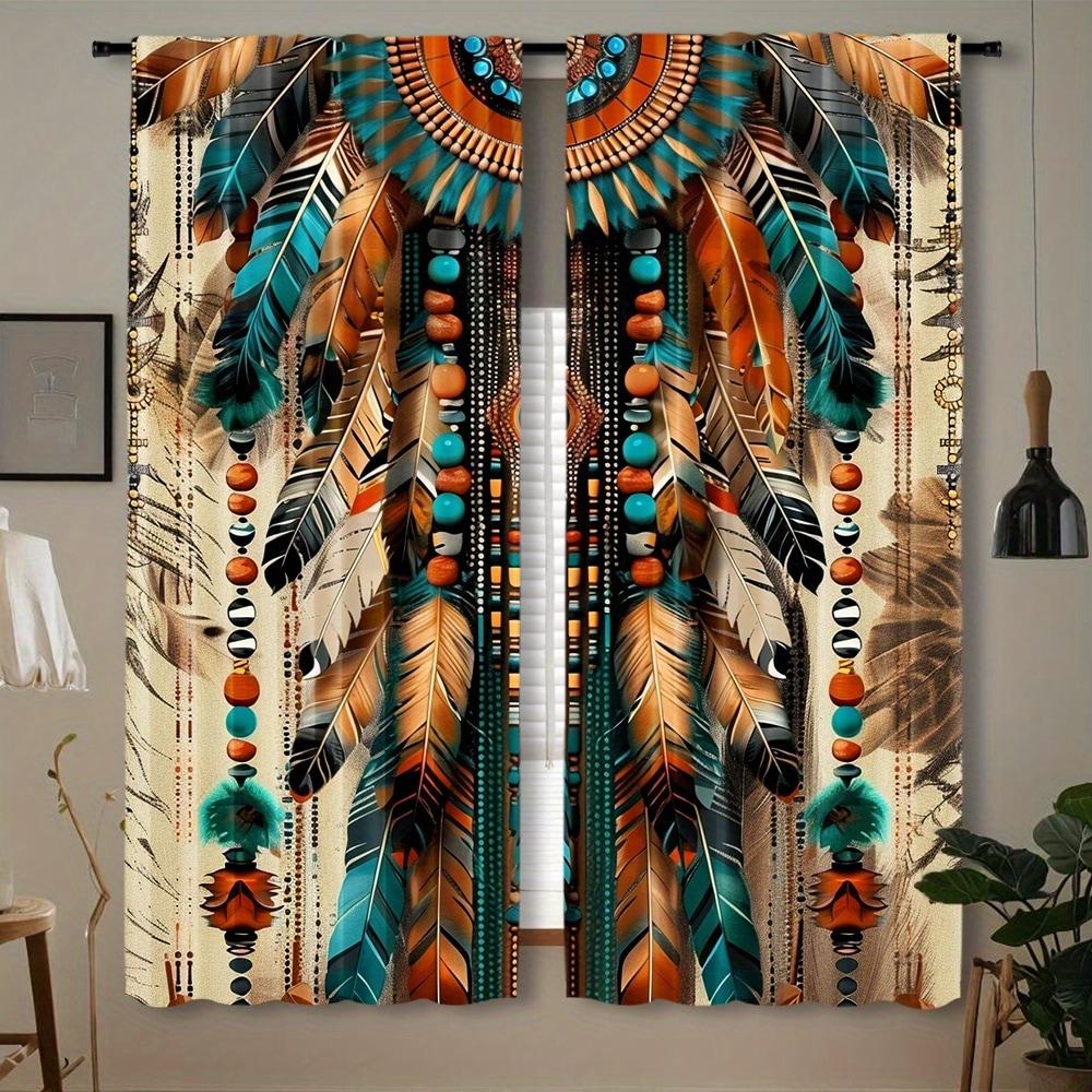 

2 шт. - Полиэстеровые шторы с индийским узором, шторы-кулиски 42*84, для спальни, гостиной, украшение домашней комнаты 29Wx64L(75x166CM)x2