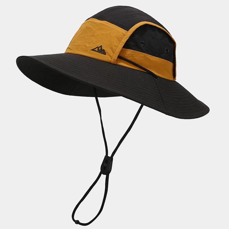 Spring summer new men outdoor travel sun protection women sun shading hat spliced large eave washed old fishing hiking hat