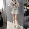 Pure cotton white short-sleeve T-shirt for women, American summer loose plus-size Hello Kitty cartoon versatile short-sleeve top