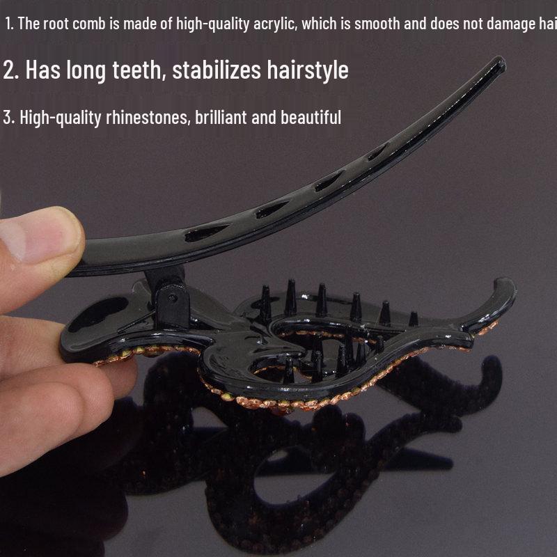 Chic Rhinestone Heart Duckbill Clip: Korean Style Elegant Bun Maker Hair Accessory.