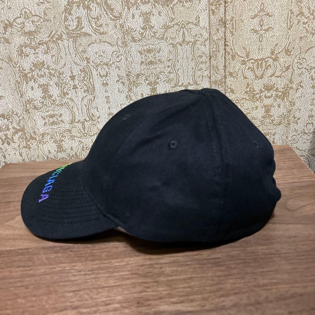 Used BALENCIAGA Rainbow Logo Cap Black