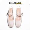 Beijiani Damen Mary Jane Sandalen mit Blockabsatz