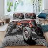 Retro Tractor King Queen Duvet Cover Automotive Bedding Set Engineering Vehicle Quilt Cover Farm Tool Cart 3D Polyester Quilt Cover