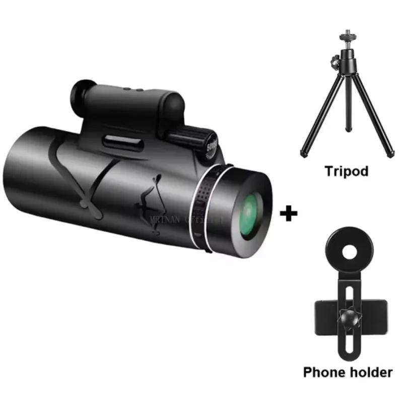 50X60 HD Professional Telescope Monocular Night Powerful Binoculars Long Range Zoom with Tripod Phone Clip Hunting Camping