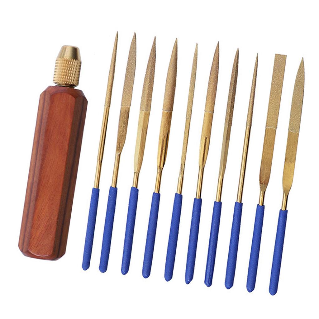 11Pcs Small File Set Alloy Jewelers Files Woodworking Metal Wood Plastic Carving Tool Rosewood Hex