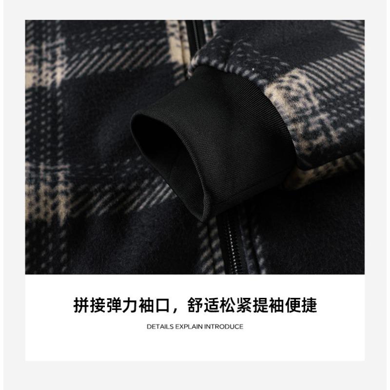 Men S Plaid Hooded Plush Fleece Thick Warm Casual Outdoor Sports Jacket