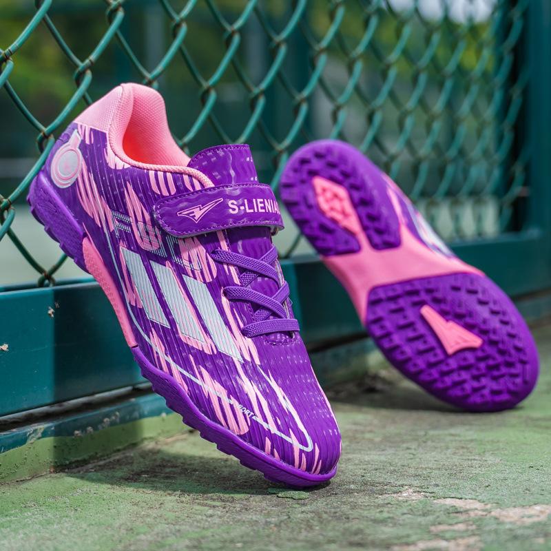 New children's Velcro football shoes primary school students game sports shoes boys and girls TF broken nail sneakers